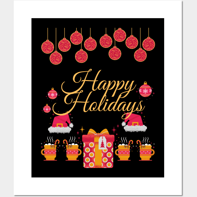 Holidays Greeting Presents and Eggnog Wall Art by Dream-Panda